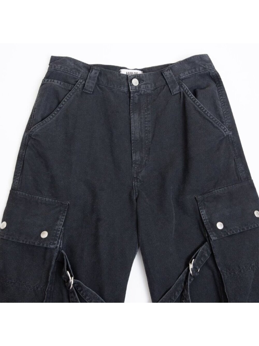 AGOLDE Vivian Pant Cargo Jeans Oversized Baggy Wide Leg Strap Black - Picture 6 of 13
